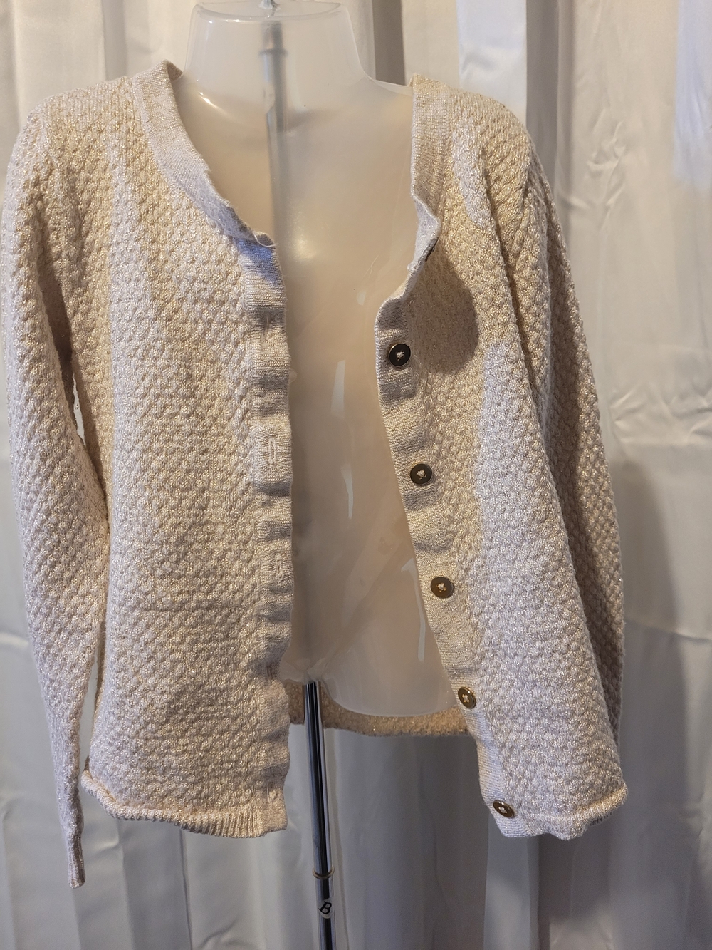 Cherokee Cream Textured Button-Up Cardigan